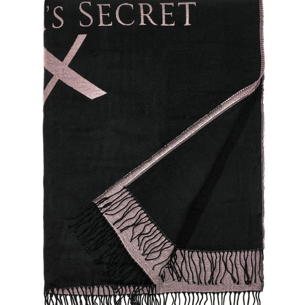 Victoria's Secret Fringe Logo Throw Blanket 50x60